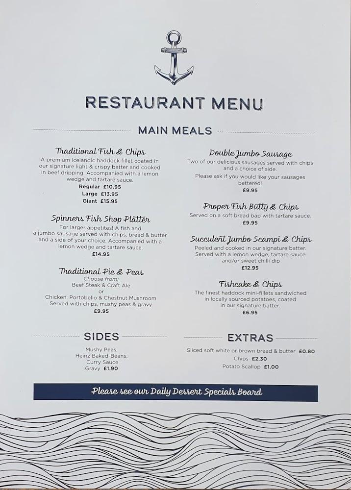 Spinners Fisheries Menu - 2